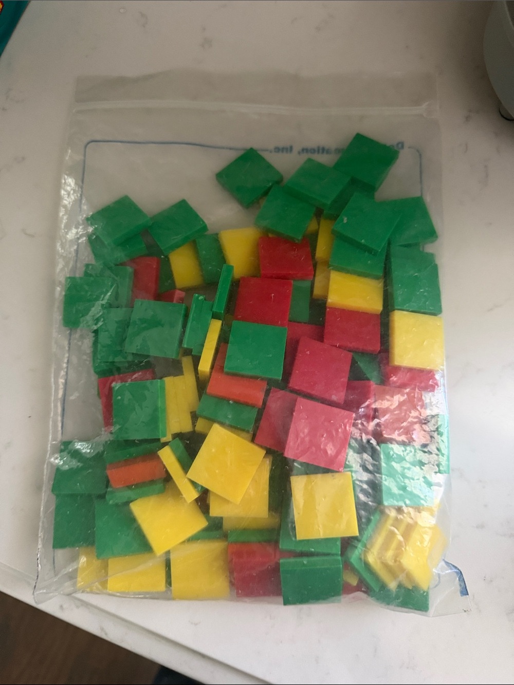Colorful Math Counting Tiles - Green, Yellow, Red